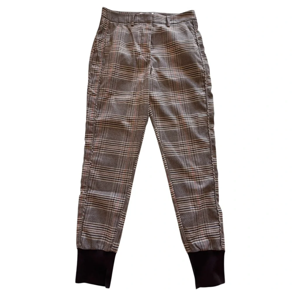 Plaid Jogger Pants Women Size 2 Elastic Waist Cuffed Casual - Picture 2 of 14